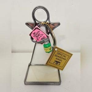 St. Expectant Stained glass guardian angel for moms to be 4.25" tall